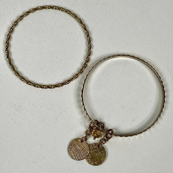 Vintage Gold Bangle Bracelets with Charms - Picture 4 of 11